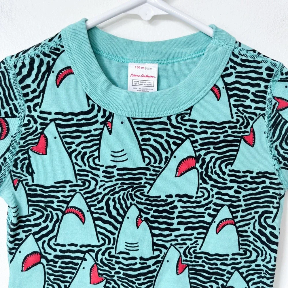 Hanna Andersson Shark‎ Print Organic Cotton Pajama Top Boys 8
